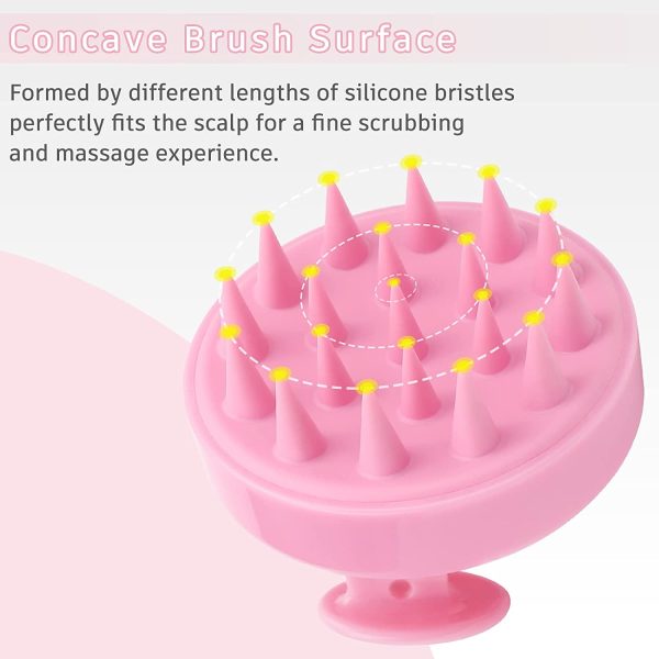Shampoo Brush Scalp Massager Hair Scrubber with Soft Silicone Bristles For All Type Of Hairs-Pink Color - Image 5