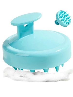 Shampoo Brush Scalp Massager Hair Scrubber with Soft Silicone Bristles For All Type Of Hairs-Ferozi Color