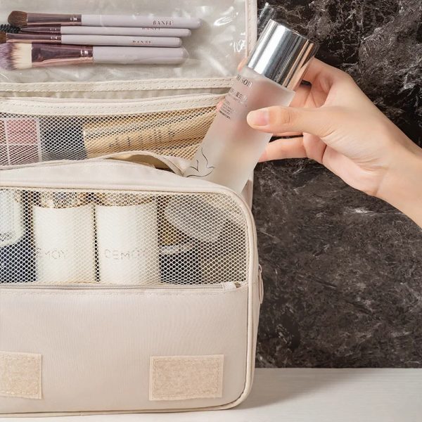 Multi-compartment Makeup Organizer Bag Waterproof Toiletry Pouch Portable Hanging Cosmetic organizer Large Capacity Washable Durable for Travelling and Gift Item - Image 5