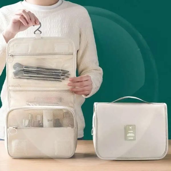 Multi-compartment Makeup Organizer Bag Waterproof Toiletry Pouch Portable Hanging Cosmetic organizer Large Capacity Washable Durable for Travelling and Gift Item - Image 4