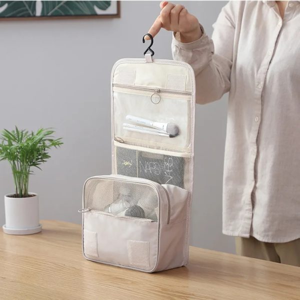 Multi-compartment Makeup Organizer Bag Waterproof Toiletry Pouch Portable Hanging Cosmetic organizer Large Capacity Washable Durable for Travelling and Gift Item - Image 9