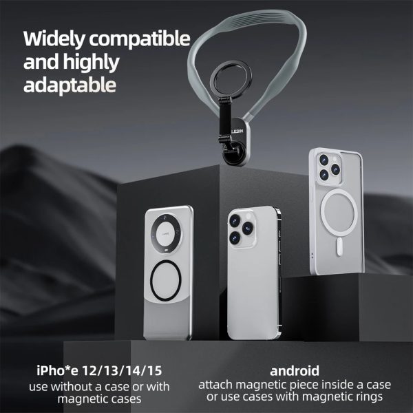Magnetic Neck Phone Holder Cell Phone Mount, Hand Free POV/Vlog Flexible Phone Neck Holder Around Chest Stand for Video Recording - Image 4