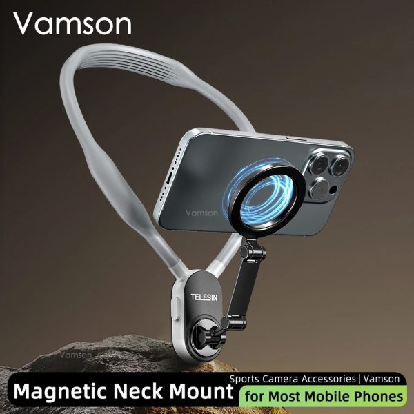 Magnetic Neck Phone Holder Cell Phone Mount, Hand Free POV/Vlog Flexible Phone Neck Holder Around Chest Stand for Video Recording - Image 5