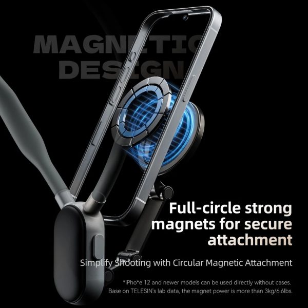 Magnetic Neck Phone Holder Cell Phone Mount, Hand Free POV/Vlog Flexible Phone Neck Holder Around Chest Stand for Video Recording - Image 6