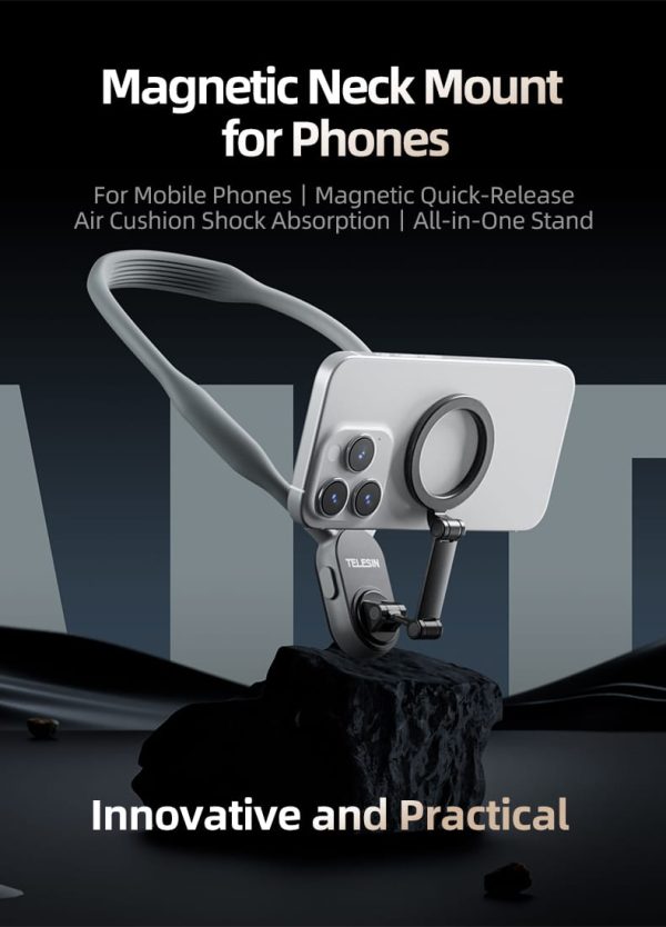 Magnetic Neck Phone Holder Cell Phone Mount, Hand Free POV/Vlog Flexible Phone Neck Holder Around Chest Stand for Video Recording - Image 10