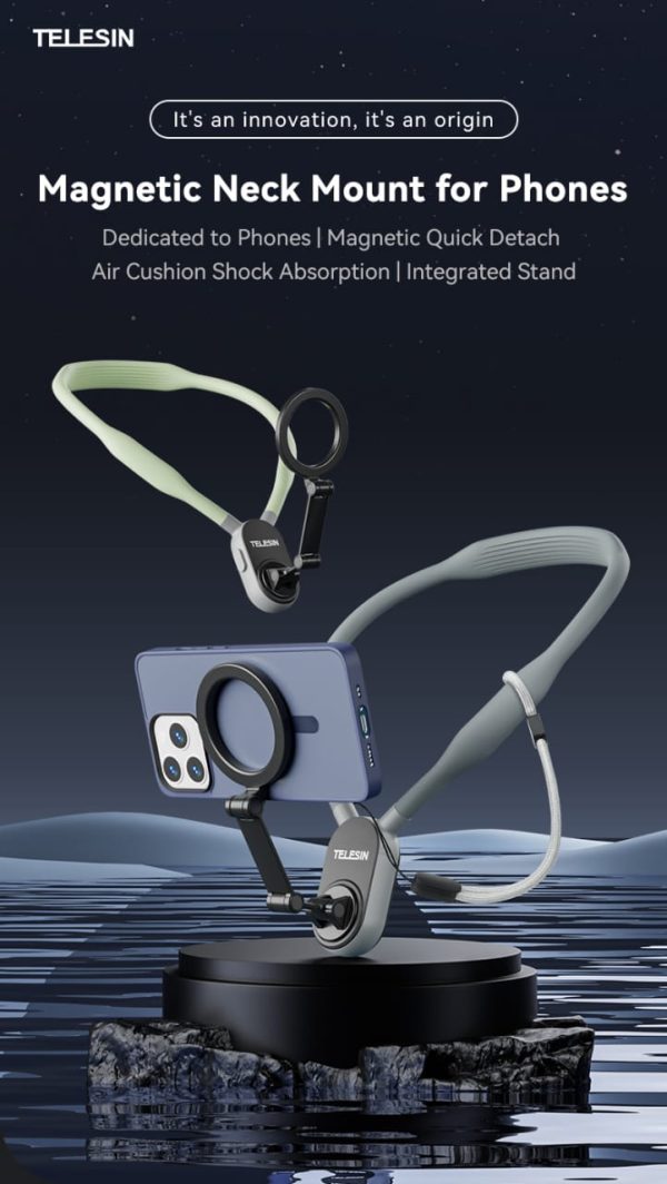 Magnetic Neck Phone Holder Cell Phone Mount, Hand Free POV/Vlog Flexible Phone Neck Holder Around Chest Stand for Video Recording - Image 8