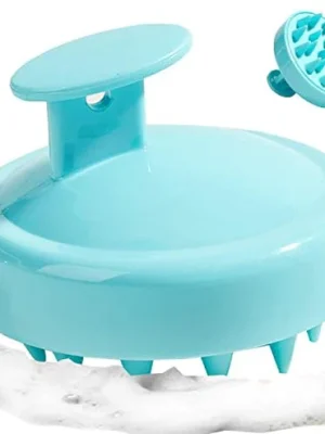 Shampoo Brush Scalp Massager Hair Scrubber with Soft Silicone Bristles For All Type Of Hairs-Ferozi Color