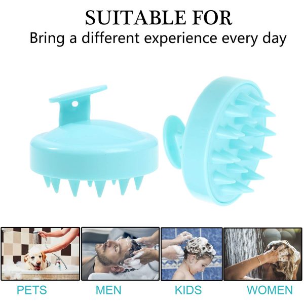 Shampoo Brush Scalp Massager Hair Scrubber with Soft Silicone Bristles For All Type Of Hairs-Ferozi Color - Image 4