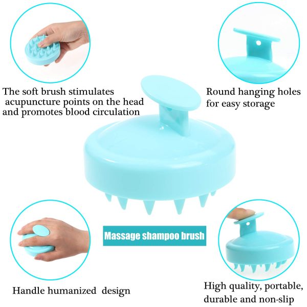 Shampoo Brush Scalp Massager Hair Scrubber with Soft Silicone Bristles For All Type Of Hairs-Ferozi Color - Image 5