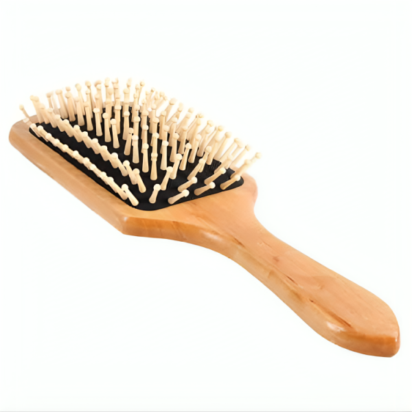 Natural Wooden Hair Brush with Round Tip Wooden Bristles Wooden Square Paddle Brush to Detangle Your Hair Perfectly Hair Care and Scalp Massage