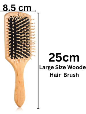 Natural Wooden Hair Brush with Round Tip Wooden Bristles Wooden Square Paddle Brush to Detangle Your Hair Perfectly Hair Care and Scalp Massage