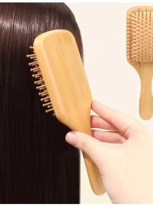 Premium Quality Bamboo Hair Brush Natural Wooden Anti-Static Detangle Brush Hair Scalp Massage Comb Air Cushion Styling Tools for both Women and Men