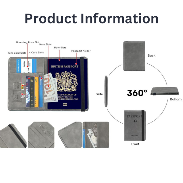 Premium Quality Passport Holder Cover Wallet Travel Essentials RFID Blocking Leather Card Case - Image 5