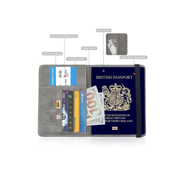 Premium Quality Passport Holder Cover Wallet Travel Essentials RFID Blocking Leather Card Case - Image 2