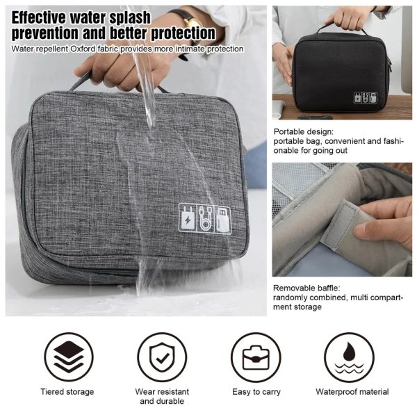 Universal Travel Cable Organizer Bag Water Resistant for Organization Multi-function Large Capacity - Image 4