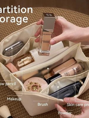 Premium Quality Travel Cosmetic Bag for Women, Large Capacity Multi Layered Storage Makeup Bag
