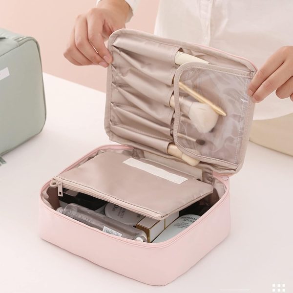 Premium Quality Cosmetic Bag for Women Cosmetic Water-proof Travel Makeup Bag Large Capacity - Image 4